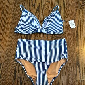 White and Blue JCrew bathing suit. Never worn.
